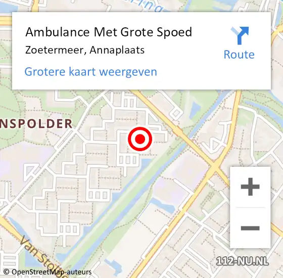 Locatie op kaart van de 112 melding: Ambulance Met Grote Spoed Naar Zoetermeer, Annaplaats op 28 juli 2023 07:48