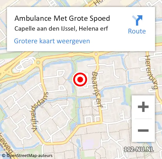 Locatie op kaart van de 112 melding: Ambulance Met Grote Spoed Naar Capelle aan den IJssel, Helena erf op 28 juli 2023 08:17