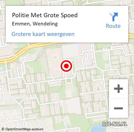 Locatie op kaart van de 112 melding: Politie Met Grote Spoed Naar Emmen, Wendeling op 28 juli 2023 08:50