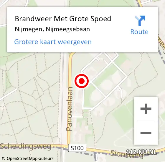 Locatie op kaart van de 112 melding: Brandweer Met Grote Spoed Naar Nijmegen, Nijmeegsebaan op 28 juli 2023 09:17