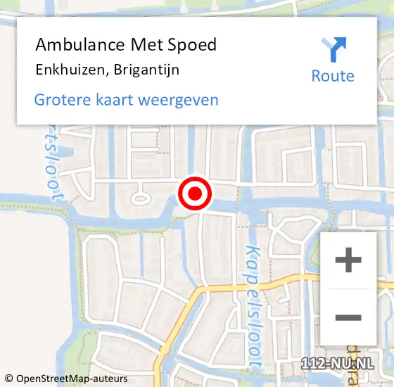 Locatie op kaart van de 112 melding: Ambulance Met Spoed Naar Enkhuizen, Brigantijn op 28 juli 2023 09:22