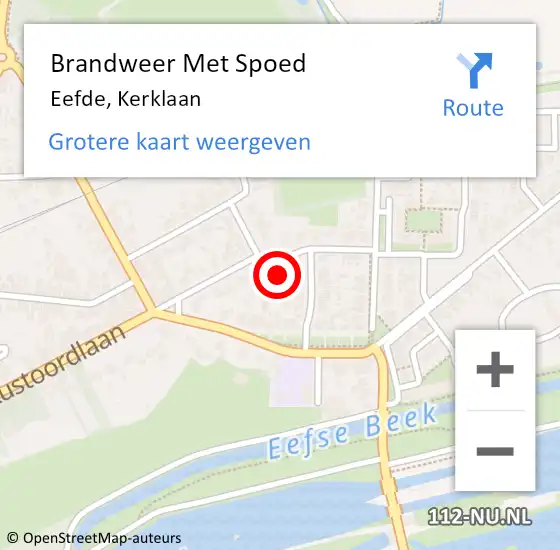 Locatie op kaart van de 112 melding: Brandweer Met Spoed Naar Eefde, Kerklaan op 28 juli 2023 09:37