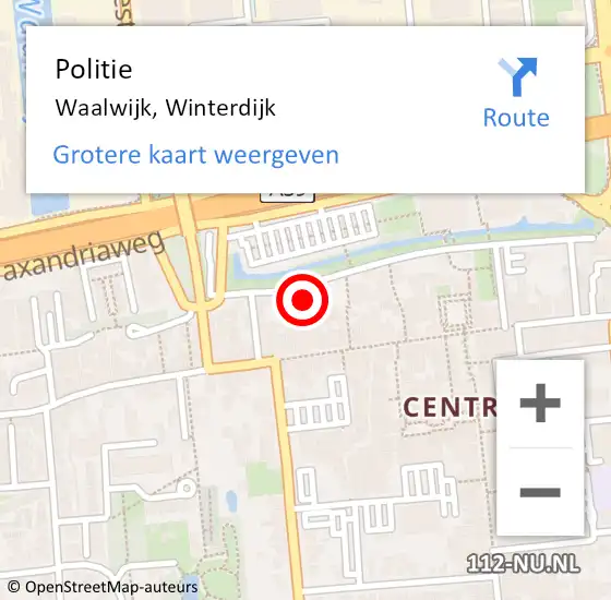 Locatie op kaart van de 112 melding: Politie Waalwijk, Winterdijk op 28 juli 2023 09:53