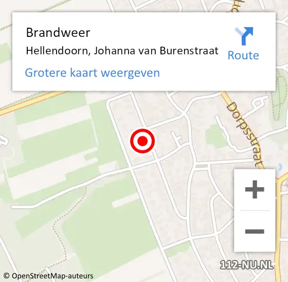 Locatie op kaart van de 112 melding: Brandweer Hellendoorn, Johanna van Burenstraat op 28 juli 2023 09:55