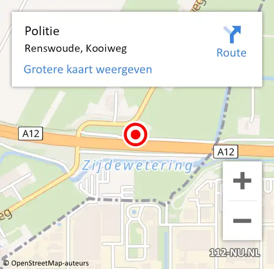 Locatie op kaart van de 112 melding: Politie Renswoude, Kooiweg op 28 juli 2023 10:44