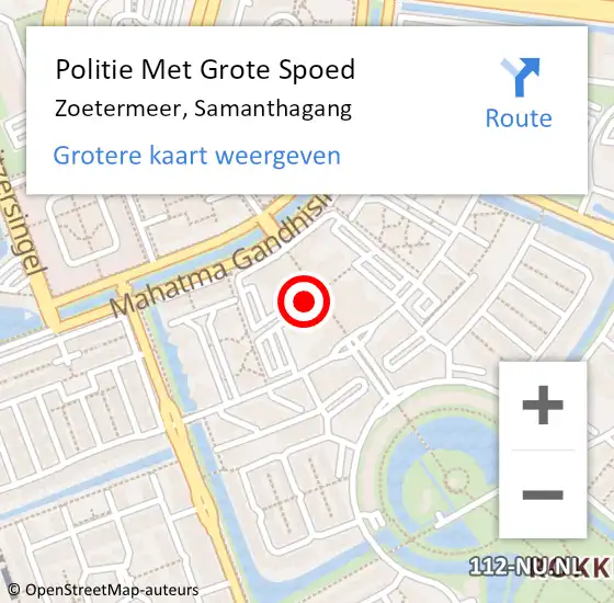 Locatie op kaart van de 112 melding: Politie Met Grote Spoed Naar Zoetermeer, Samanthagang op 28 juli 2023 11:01