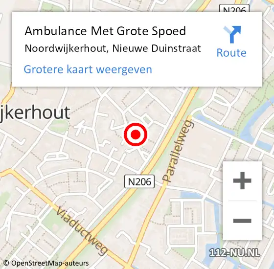 Locatie op kaart van de 112 melding: Ambulance Met Grote Spoed Naar Noordwijkerhout, Nieuwe Duinstraat op 28 juli 2023 11:09