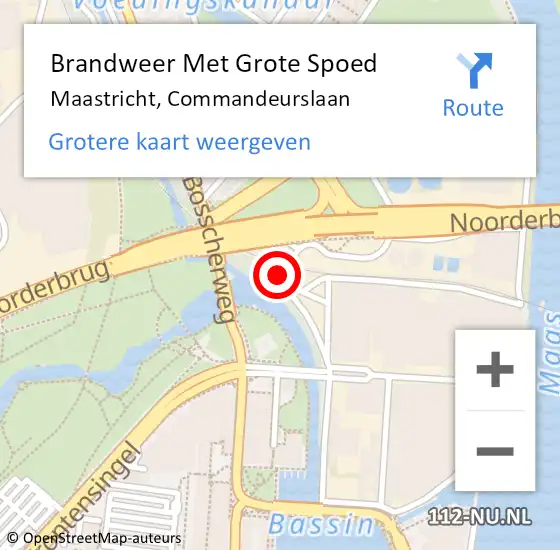 Locatie op kaart van de 112 melding: Brandweer Met Grote Spoed Naar Maastricht, Commandeurslaan op 28 juli 2023 11:26