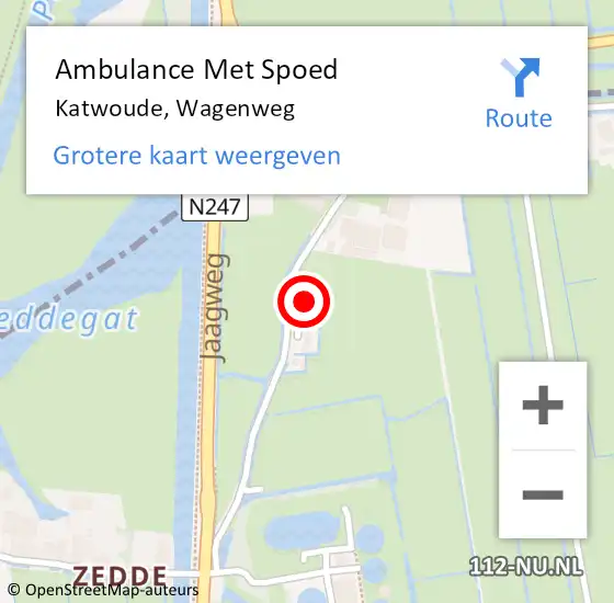 Locatie op kaart van de 112 melding: Ambulance Met Spoed Naar Katwoude, Wagenweg op 28 juli 2023 11:36