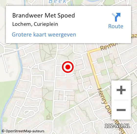 Locatie op kaart van de 112 melding: Brandweer Met Spoed Naar Lochem, Curieplein op 28 juli 2023 12:03