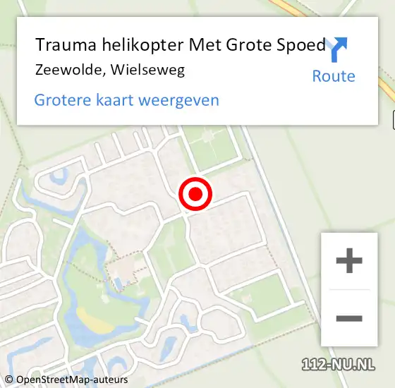 Locatie op kaart van de 112 melding: Trauma helikopter Met Grote Spoed Naar Zeewolde, Wielseweg op 28 juli 2023 12:29