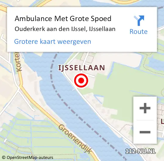 Locatie op kaart van de 112 melding: Ambulance Met Grote Spoed Naar Ouderkerk aan den IJssel, IJssellaan op 28 juli 2023 12:40