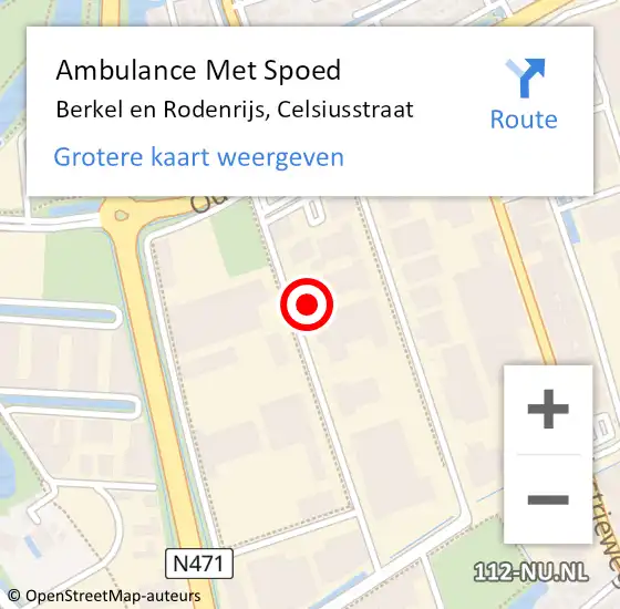 Locatie op kaart van de 112 melding: Ambulance Met Spoed Naar Berkel en Rodenrijs, Celsiusstraat op 28 juli 2023 12:57