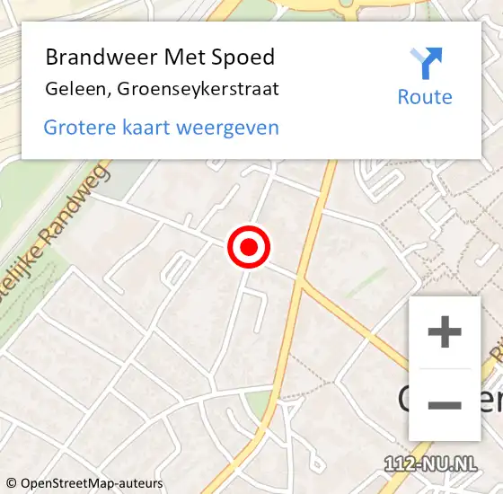 Locatie op kaart van de 112 melding: Brandweer Met Spoed Naar Geleen, Groenseykerstraat op 28 juli 2023 13:10