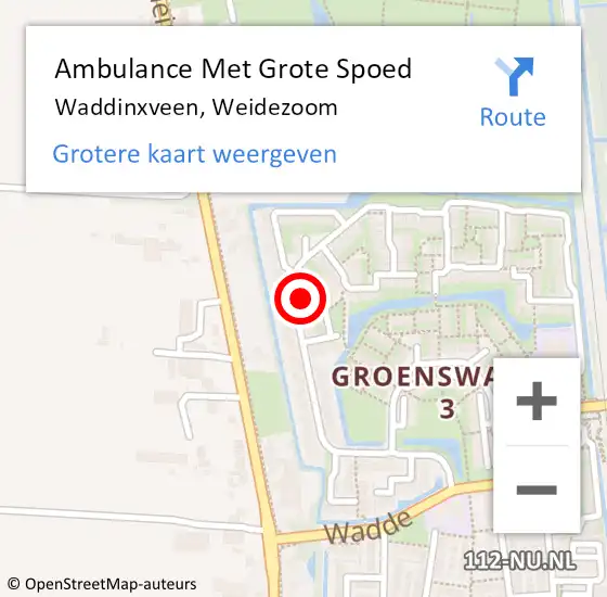 Locatie op kaart van de 112 melding: Ambulance Met Grote Spoed Naar Waddinxveen, Weidezoom op 28 juli 2023 13:28