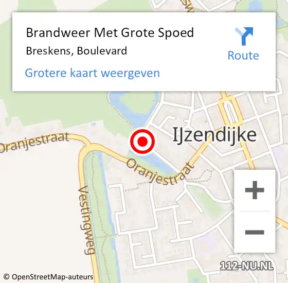 Locatie op kaart van de 112 melding: Brandweer Met Grote Spoed Naar Breskens, Boulevard op 28 juli 2023 13:40