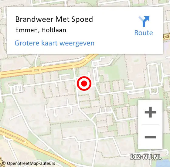 Locatie op kaart van de 112 melding: Brandweer Met Spoed Naar Emmen, Holtlaan op 28 juli 2023 13:46