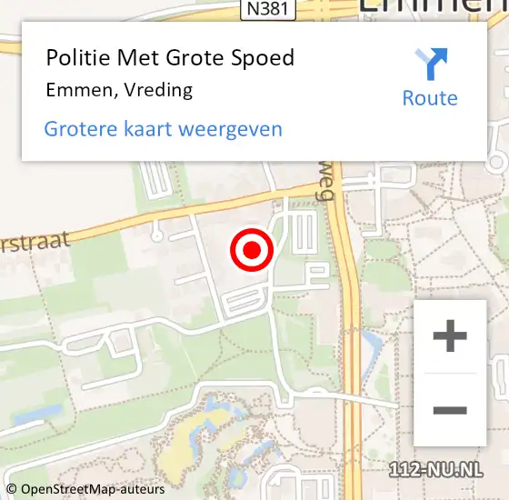 Locatie op kaart van de 112 melding: Politie Met Grote Spoed Naar Emmen, Vreding op 28 juli 2023 14:12