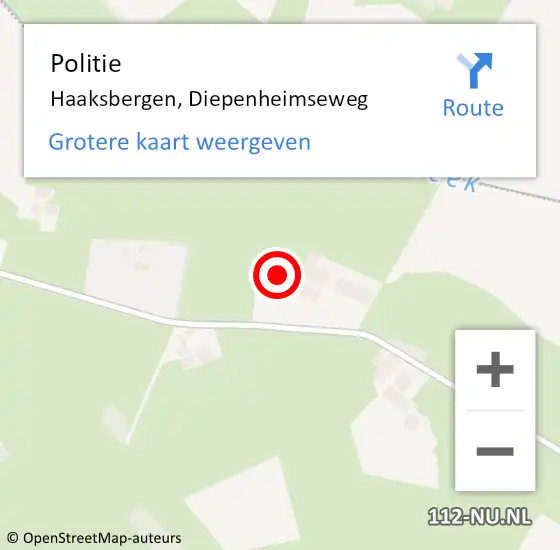 Locatie op kaart van de 112 melding: Politie Haaksbergen, Diepenheimseweg op 28 juli 2023 14:20