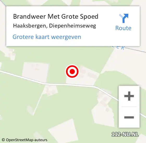 Locatie op kaart van de 112 melding: Brandweer Met Grote Spoed Naar Haaksbergen, Diepenheimseweg op 28 juli 2023 14:22