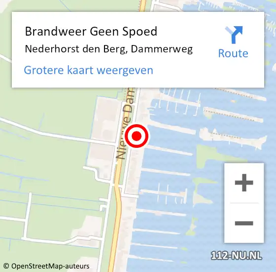 Locatie op kaart van de 112 melding: Brandweer Geen Spoed Naar Nederhorst den Berg, Dammerweg op 28 juli 2023 14:58