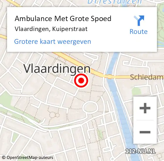 Locatie op kaart van de 112 melding: Ambulance Met Grote Spoed Naar Vlaardingen, Kuiperstraat op 28 juli 2023 15:05