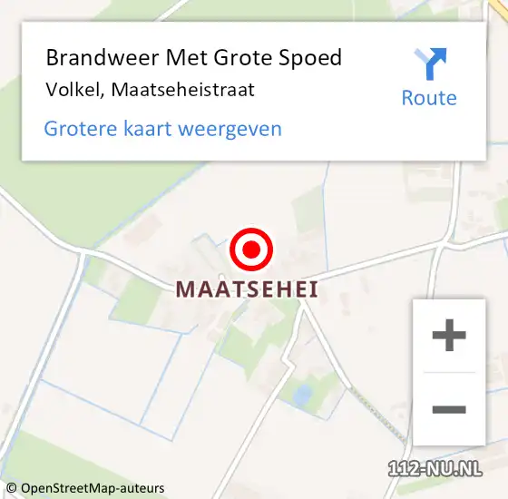 Locatie op kaart van de 112 melding: Brandweer Met Grote Spoed Naar Volkel, Maatseheistraat op 28 juli 2023 16:14