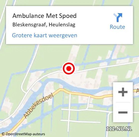 Locatie op kaart van de 112 melding: Ambulance Met Spoed Naar Bleskensgraaf, Heulenslag op 28 juli 2023 16:16