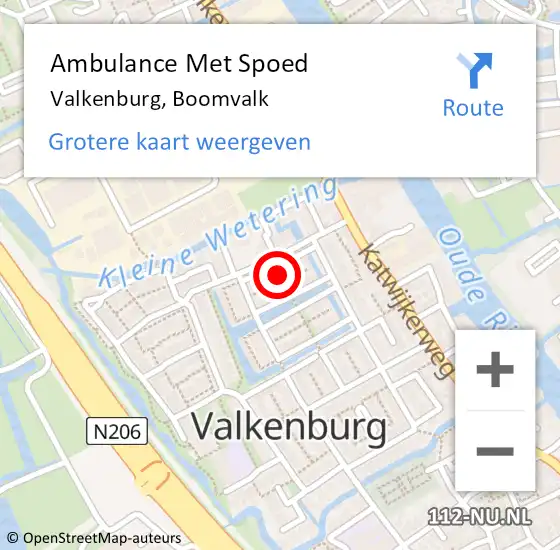 Locatie op kaart van de 112 melding: Ambulance Met Spoed Naar Valkenburg, Boomvalk op 28 juli 2023 16:33