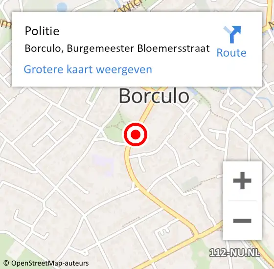 Locatie op kaart van de 112 melding: Politie Borculo, Burgemeester Bloemersstraat op 28 juli 2023 16:41