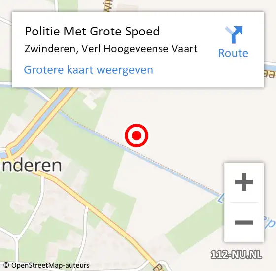 Locatie op kaart van de 112 melding: Politie Met Grote Spoed Naar Zwinderen, Verl Hoogeveense Vaart op 28 juli 2023 17:48