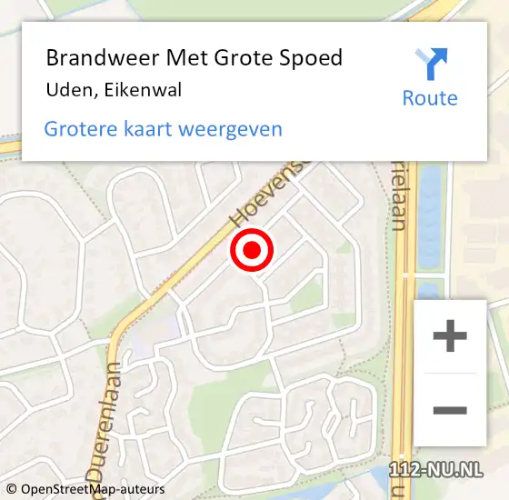 Locatie op kaart van de 112 melding: Brandweer Met Grote Spoed Naar Uden, Eikenwal op 28 juli 2023 18:02