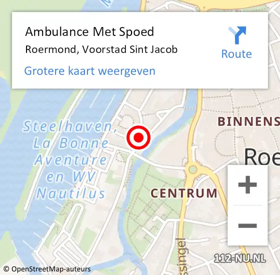 Locatie op kaart van de 112 melding: Ambulance Met Spoed Naar Roermond, Voorstad Sint Jacob op 28 juli 2023 18:22