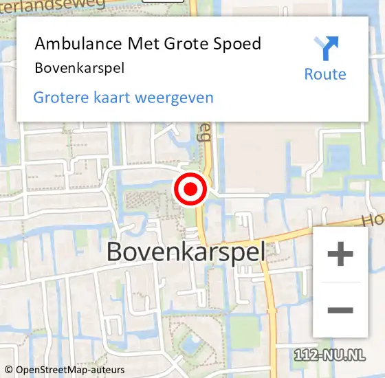 Locatie op kaart van de 112 melding: Ambulance Met Grote Spoed Naar Bovenkarspel op 28 juli 2023 18:26