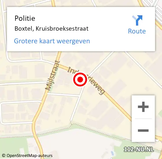 Locatie op kaart van de 112 melding: Politie Boxtel, Kruisbroeksestraat op 28 juli 2023 18:56