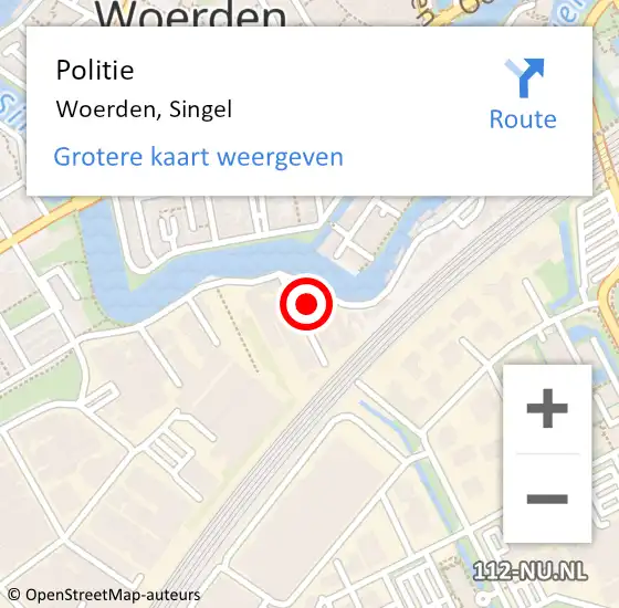 Locatie op kaart van de 112 melding: Politie Woerden, Singel op 28 juli 2023 19:10