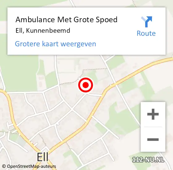 Locatie op kaart van de 112 melding: Ambulance Met Grote Spoed Naar Ell, Kunnenbeemd op 28 juli 2023 19:35