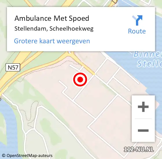 Locatie op kaart van de 112 melding: Ambulance Met Spoed Naar Stellendam, Scheelhoekweg op 28 juli 2023 19:54