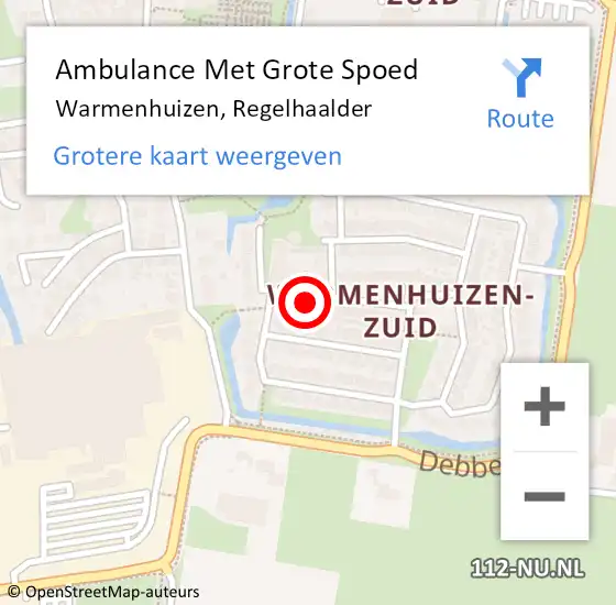 Locatie op kaart van de 112 melding: Ambulance Met Grote Spoed Naar Warmenhuizen, Regelhaalder op 28 juli 2023 20:01