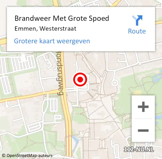 Locatie op kaart van de 112 melding: Brandweer Met Grote Spoed Naar Emmen, Westerstraat op 28 juli 2023 20:08