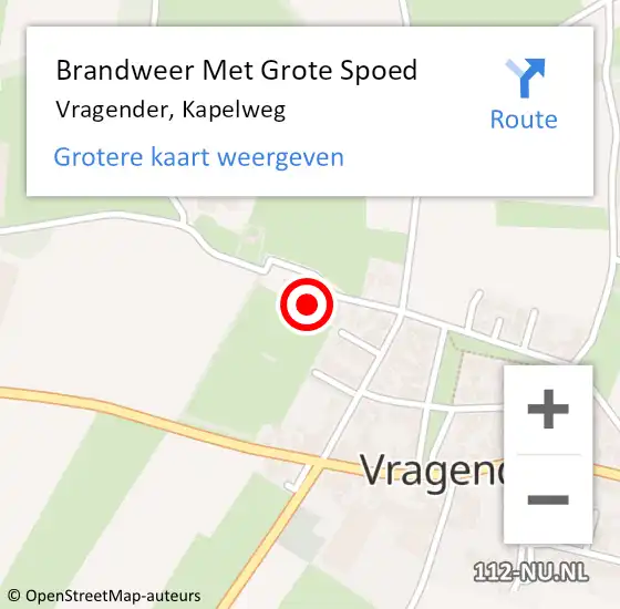 Locatie op kaart van de 112 melding: Brandweer Met Grote Spoed Naar Vragender, Kapelweg op 28 juli 2023 20:17