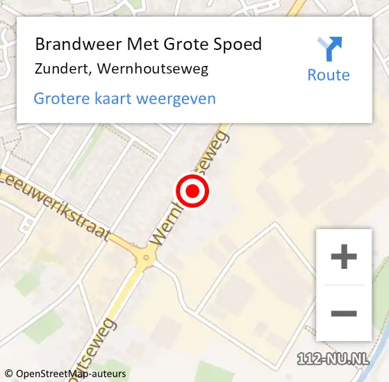 Locatie op kaart van de 112 melding: Brandweer Met Grote Spoed Naar Zundert, Wernhoutseweg op 28 juli 2023 20:19