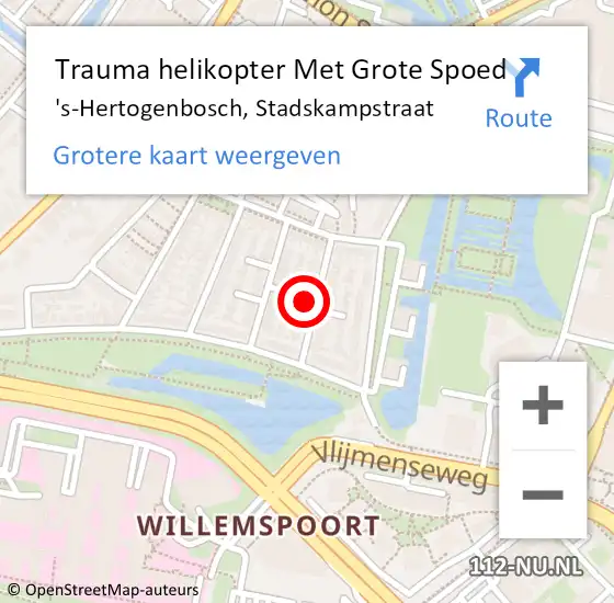 Locatie op kaart van de 112 melding: Trauma helikopter Met Grote Spoed Naar 's-Hertogenbosch, Stadskampstraat op 28 juli 2023 20:43