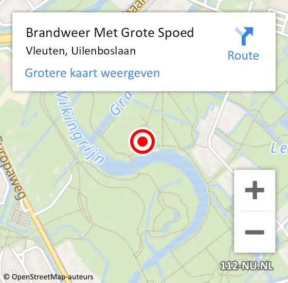 Locatie op kaart van de 112 melding: Brandweer Met Grote Spoed Naar Vleuten, Uilenboslaan op 28 juli 2023 20:48