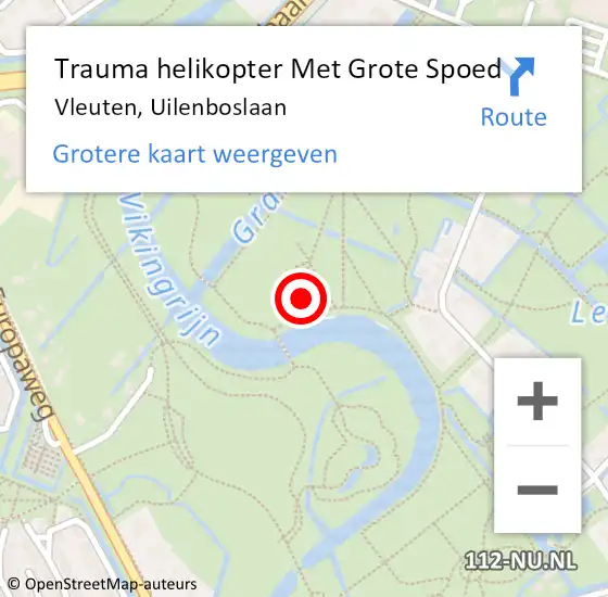 Locatie op kaart van de 112 melding: Trauma helikopter Met Grote Spoed Naar Vleuten, Uilenboslaan op 28 juli 2023 20:49