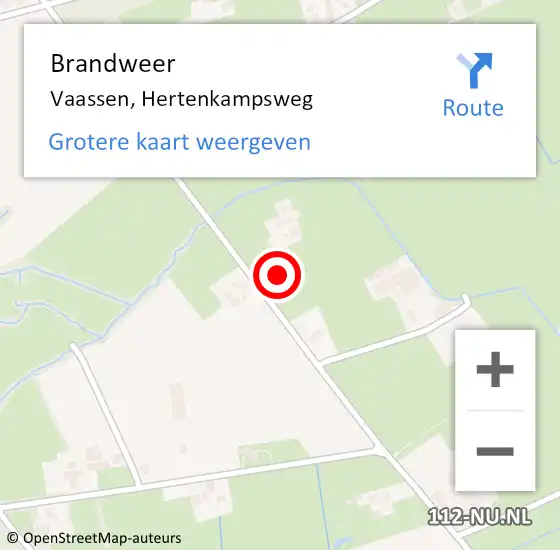 Locatie op kaart van de 112 melding: Brandweer Vaassen, Hertenkampsweg op 28 juli 2023 20:55