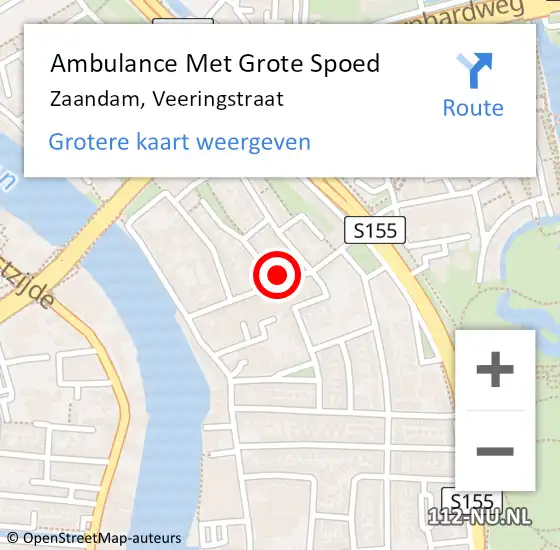 Locatie op kaart van de 112 melding: Ambulance Met Grote Spoed Naar Zaandam, Veeringstraat op 28 juli 2023 21:08