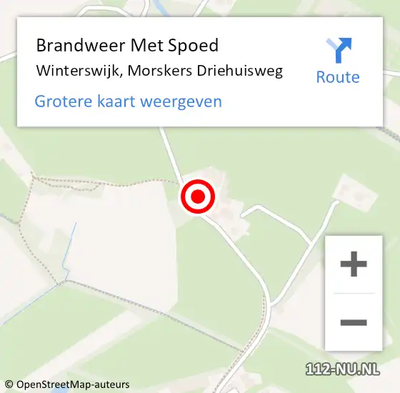 Locatie op kaart van de 112 melding: Brandweer Met Spoed Naar Winterswijk, Morskers Driehuisweg op 28 juli 2023 21:08