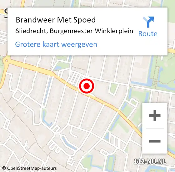 Locatie op kaart van de 112 melding: Brandweer Met Spoed Naar Sliedrecht, Burgemeester Winklerplein op 28 juli 2023 21:28