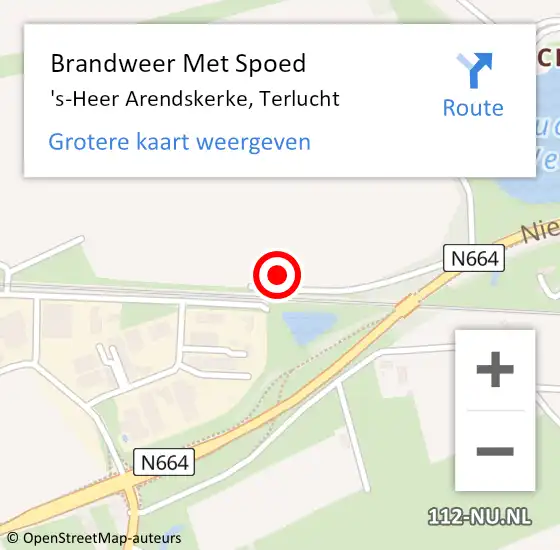 Locatie op kaart van de 112 melding: Brandweer Met Spoed Naar 's-Heer Arendskerke, Terlucht op 13 oktober 2013 13:26